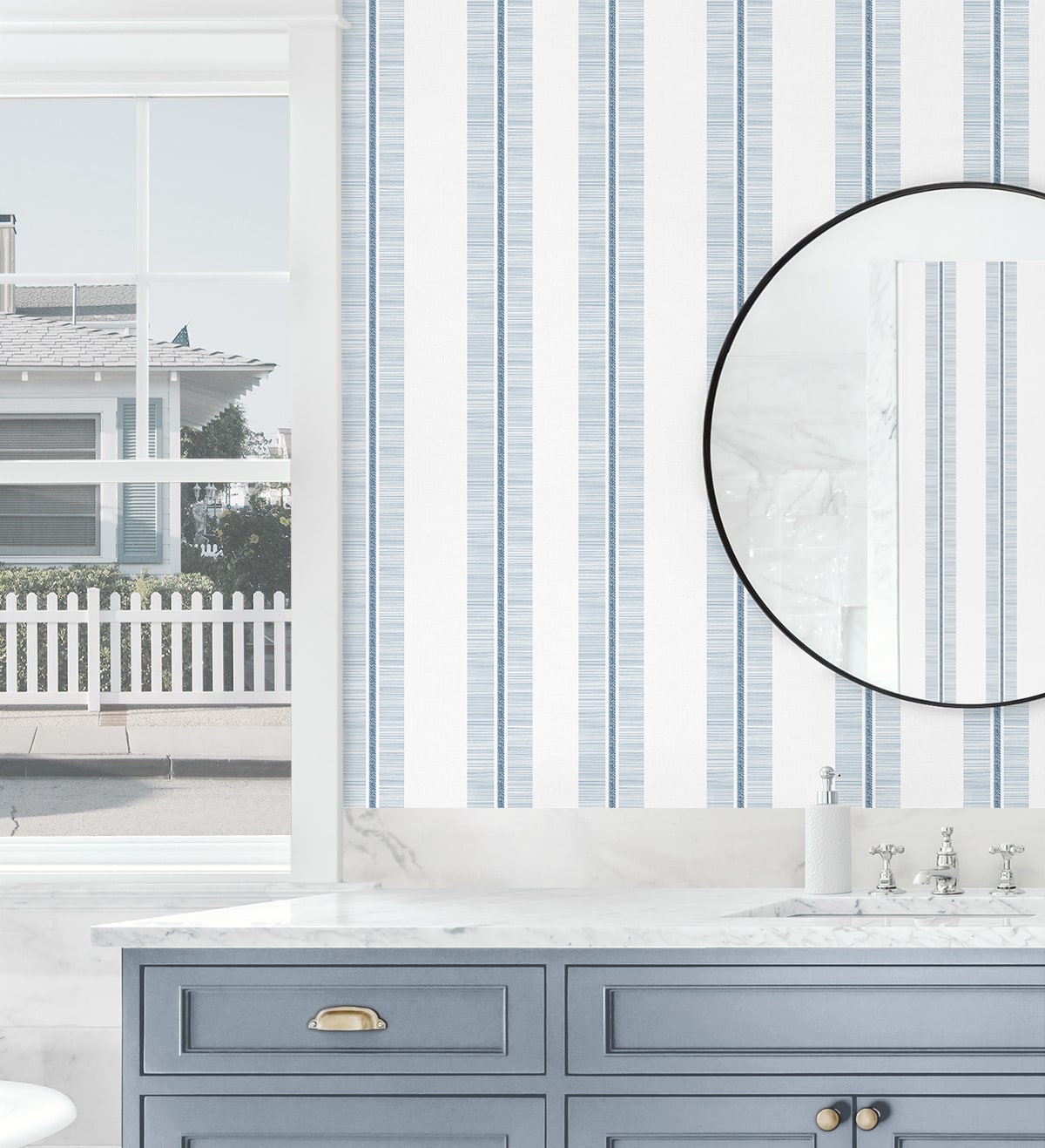 Beach Towel Stripe Premium Screen Printed Peel and Stick Removable Wallpaper