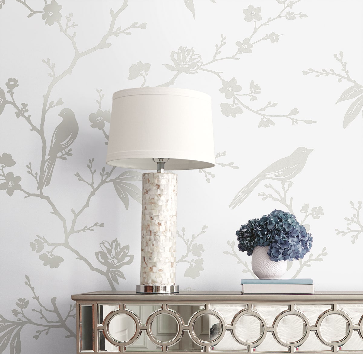 Songbird Chinoiserie Premium Screen Printed Peel and Stick Removable Wallpaper