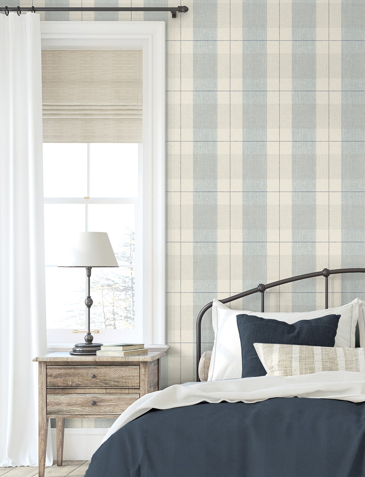 Lenox Hill Plaid Peel and Stick Removable Wallpaper