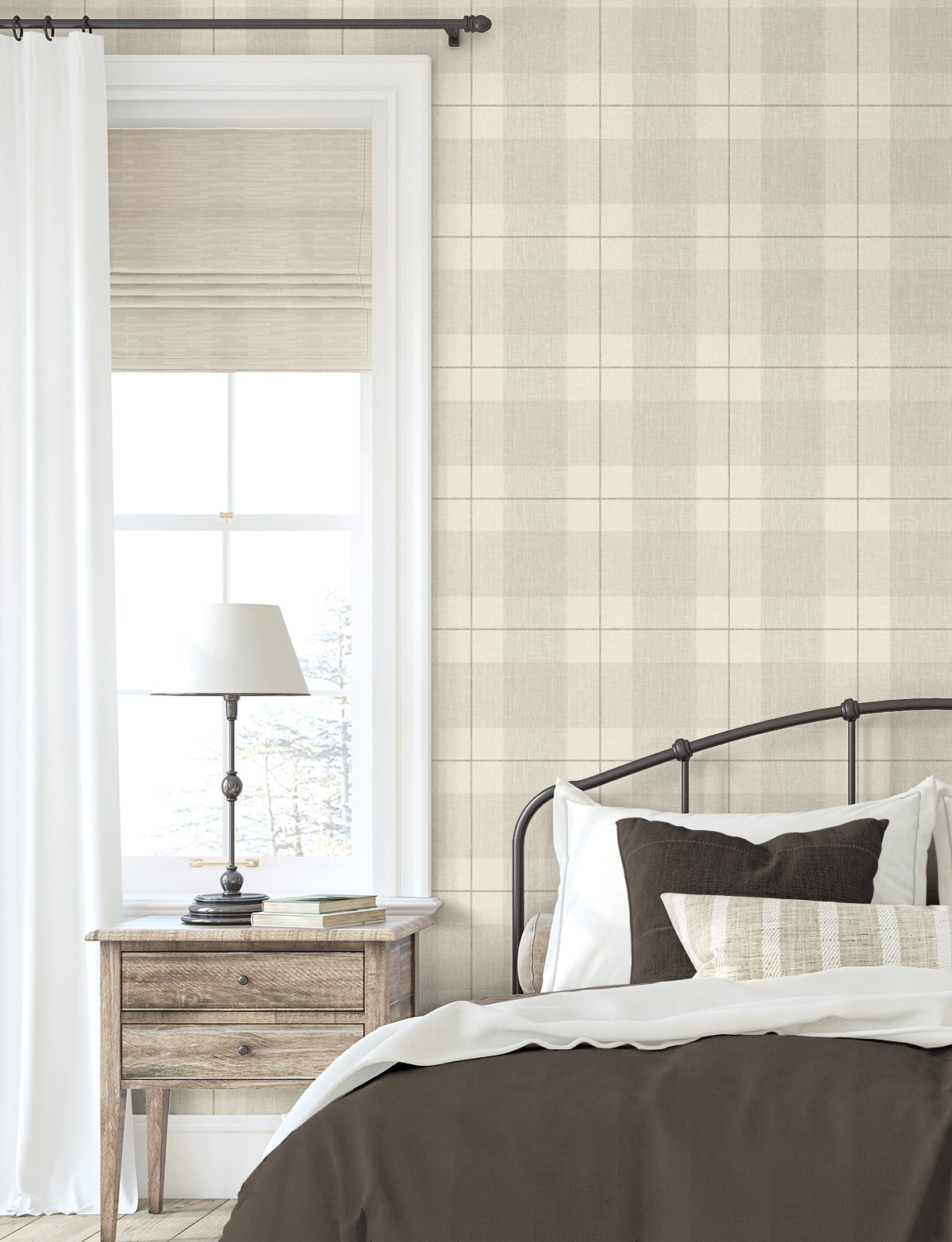 Lenox Hill Plaid Peel and Stick Removable Wallpaper