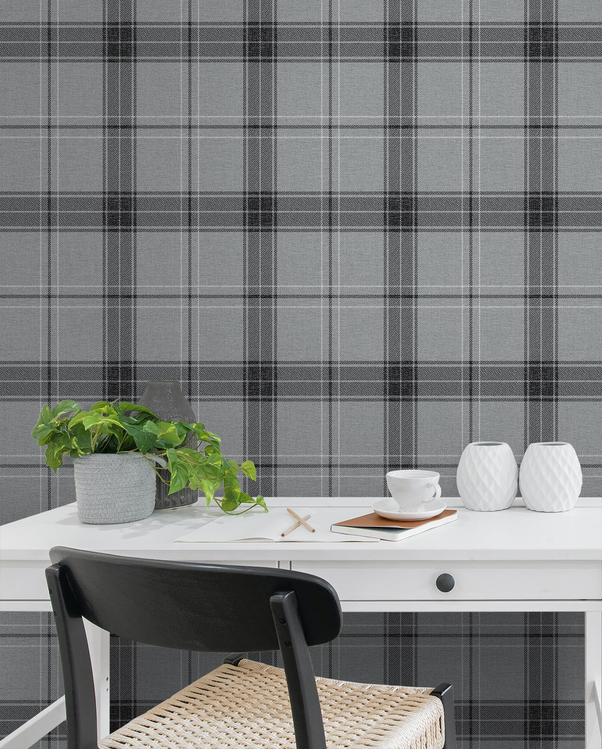 Manorvale Plaid Premium Peel and Stick Removable Wallpaper
