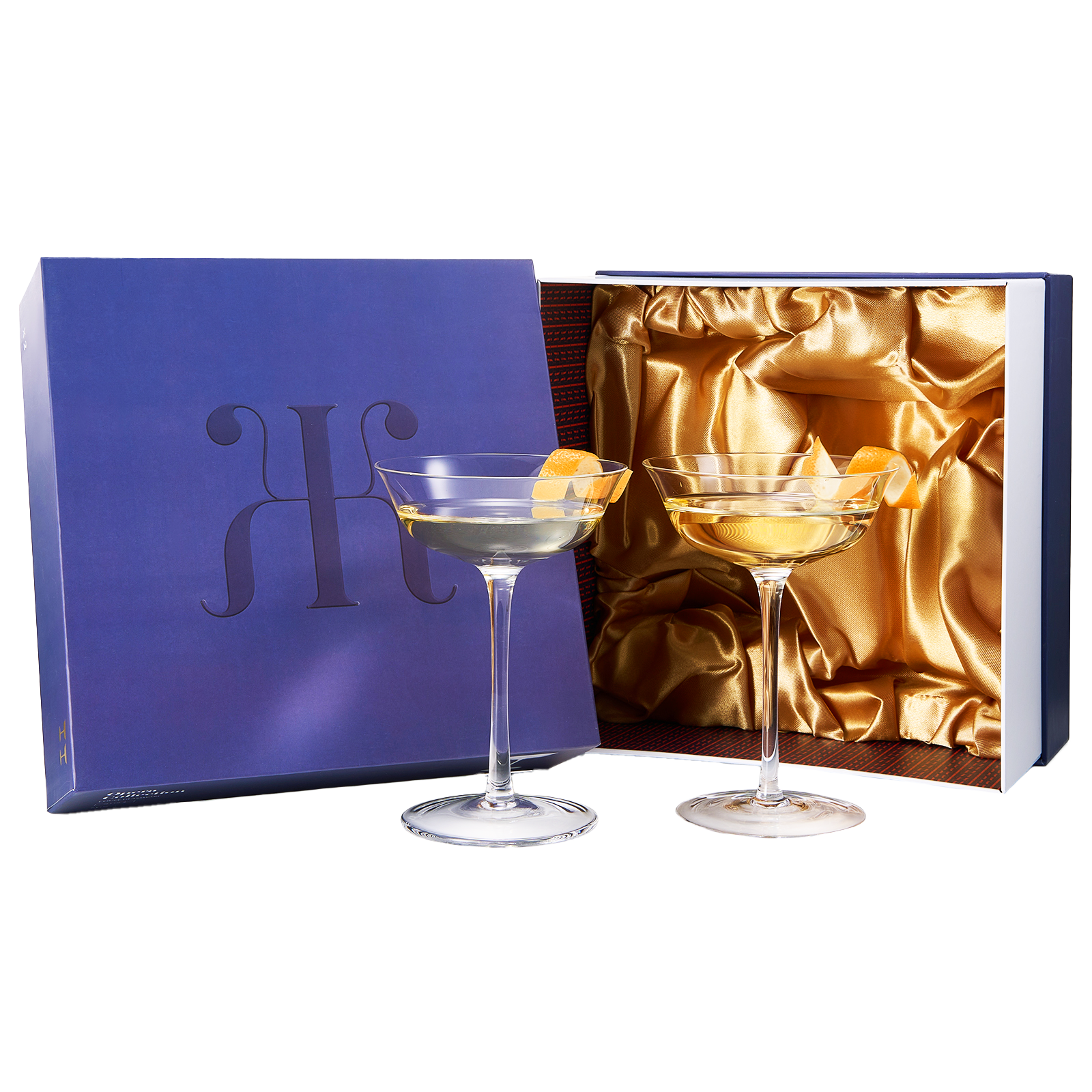 Vintage Crystal Coupe Glasses Set Of 2 Clear Radiance Champagne Martini Cocktails Hand Blown Classy