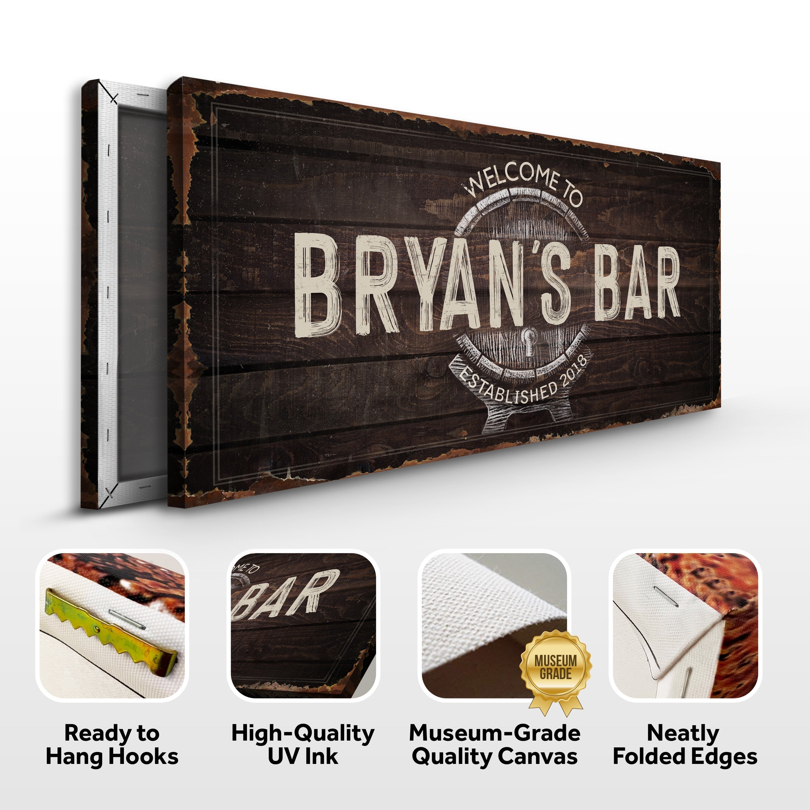 Beer Barrel Bar Sign: Custom Bar Signs for Home Bar β Ideal Man Cave Wall Decor & Perfect Gift for Him