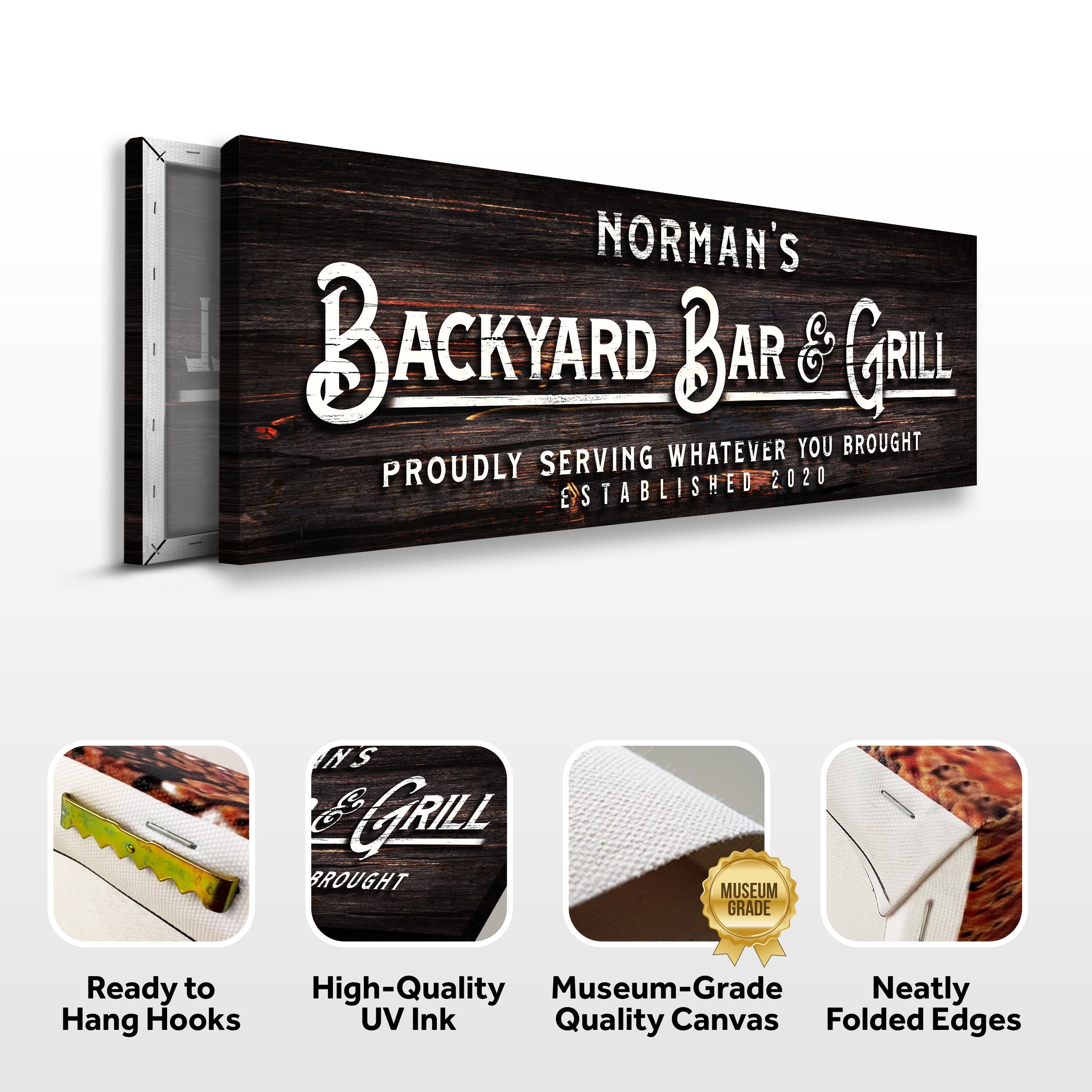 Custom Backyard Bar and Grill Sign: Custom Bar Signs for Home Bar β Perfect for Outdoor Man Cave Decor