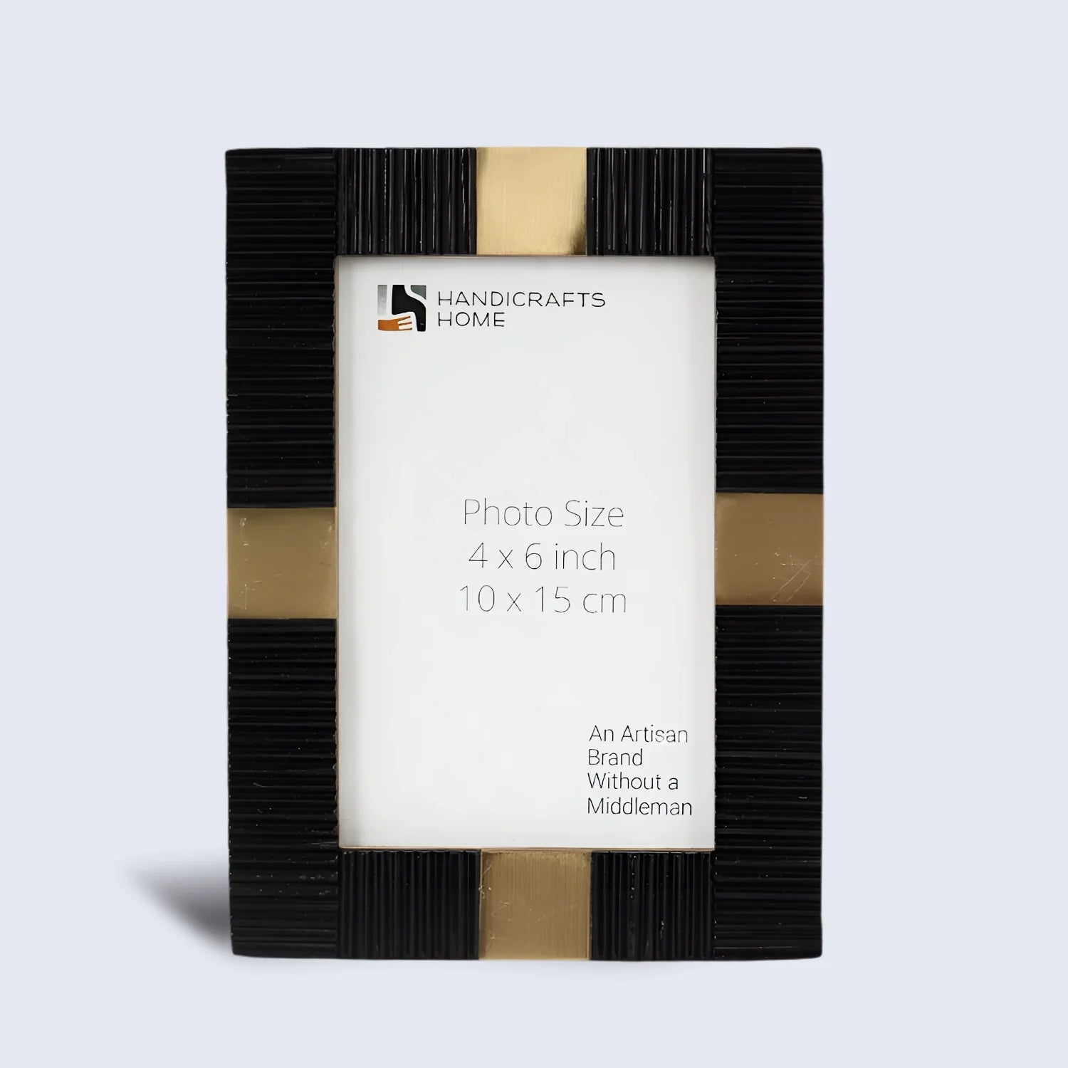 Picture Frame Deco Accent Collection Resin & Brass Inlay Black– 3 Sizes