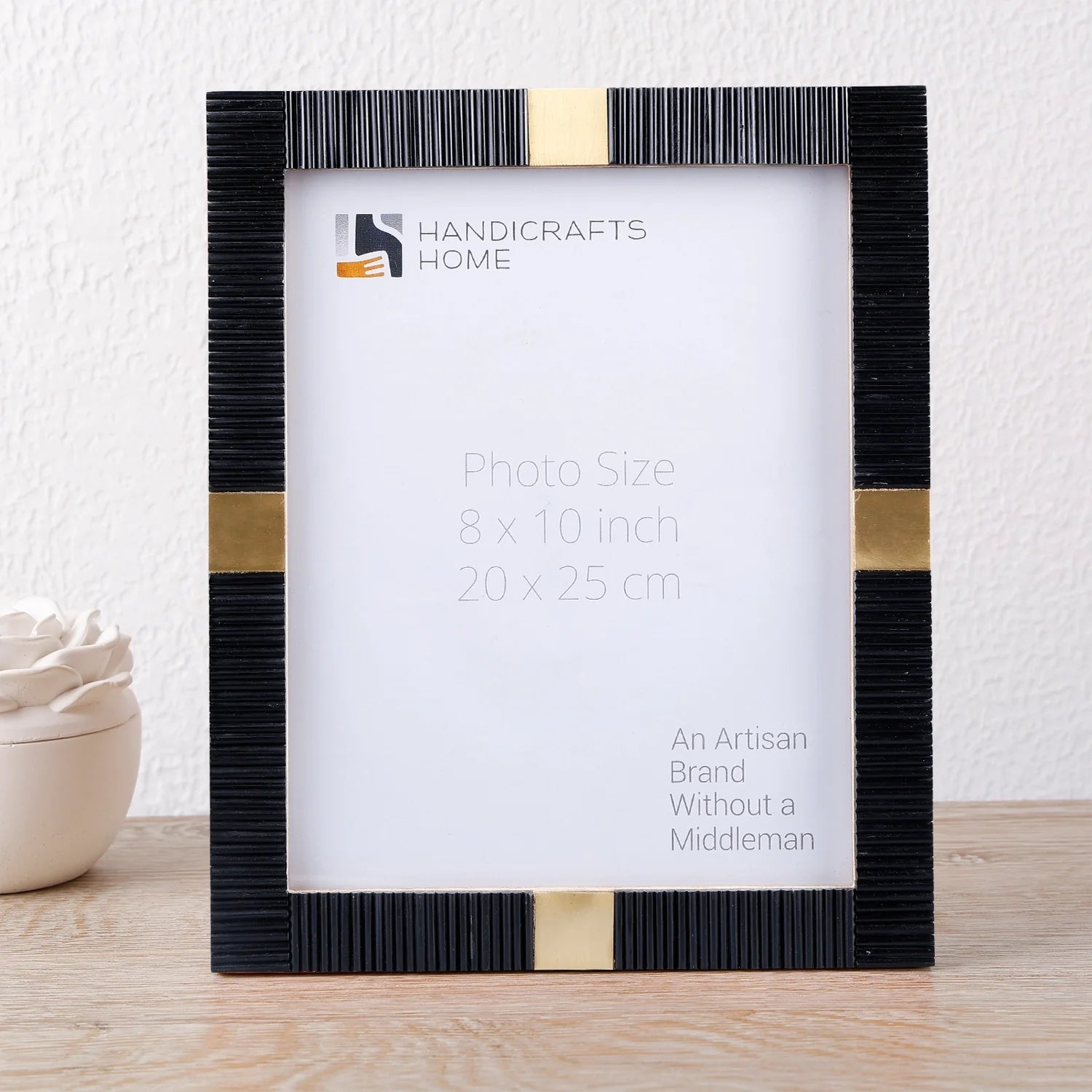 Picture Frame Deco Accent Collection Resin & Brass Inlay Black– 3 Sizes