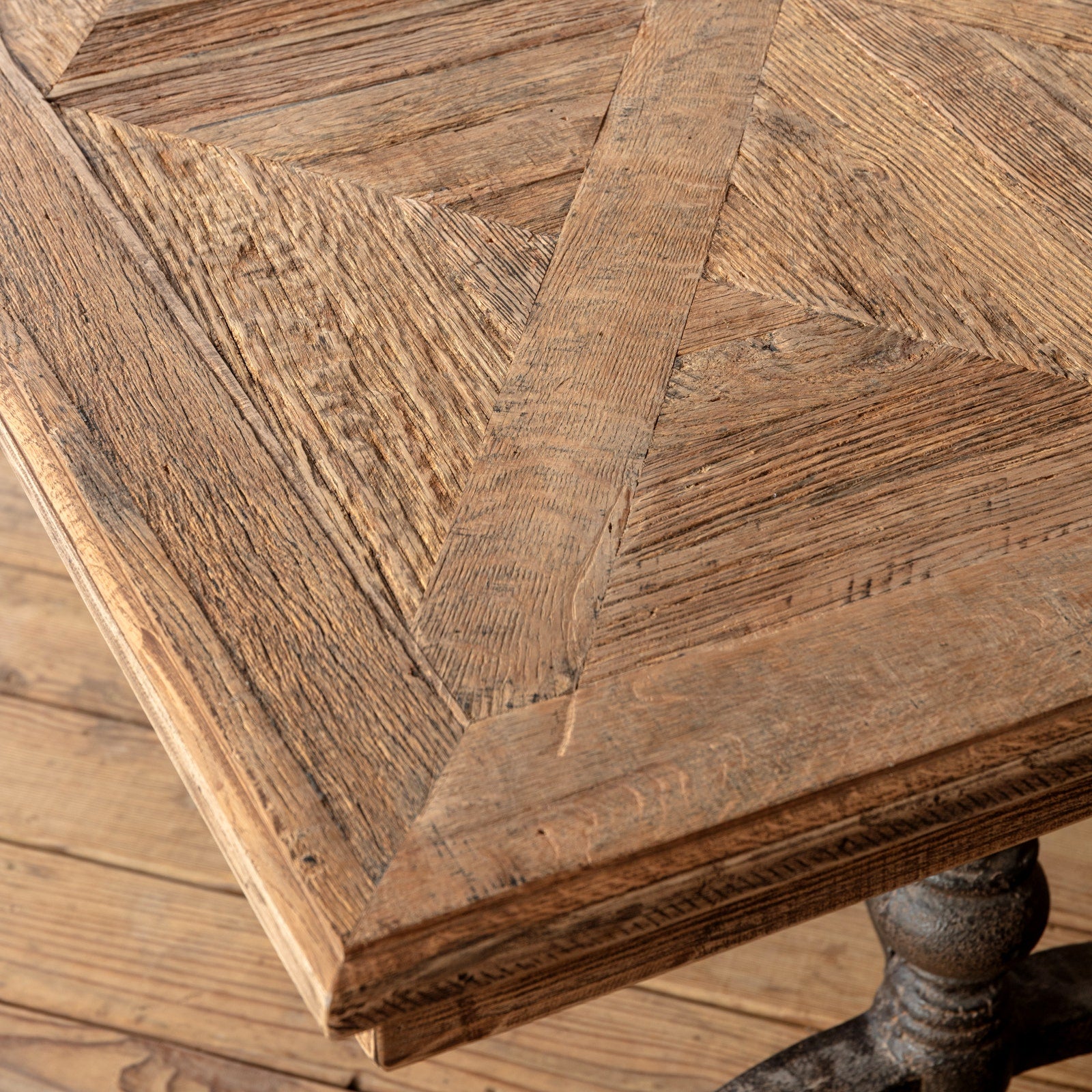 Reclaimed Oak Parquet Top Dining Table