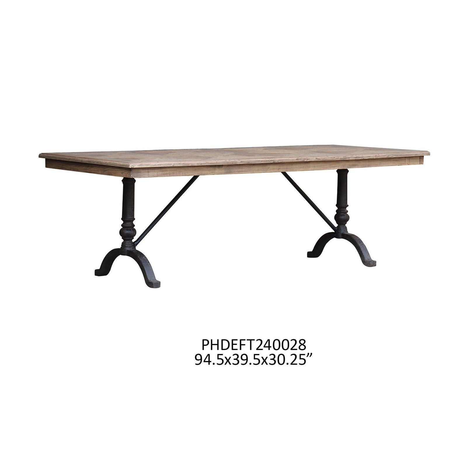 Reclaimed Oak Parquet Top Dining Table