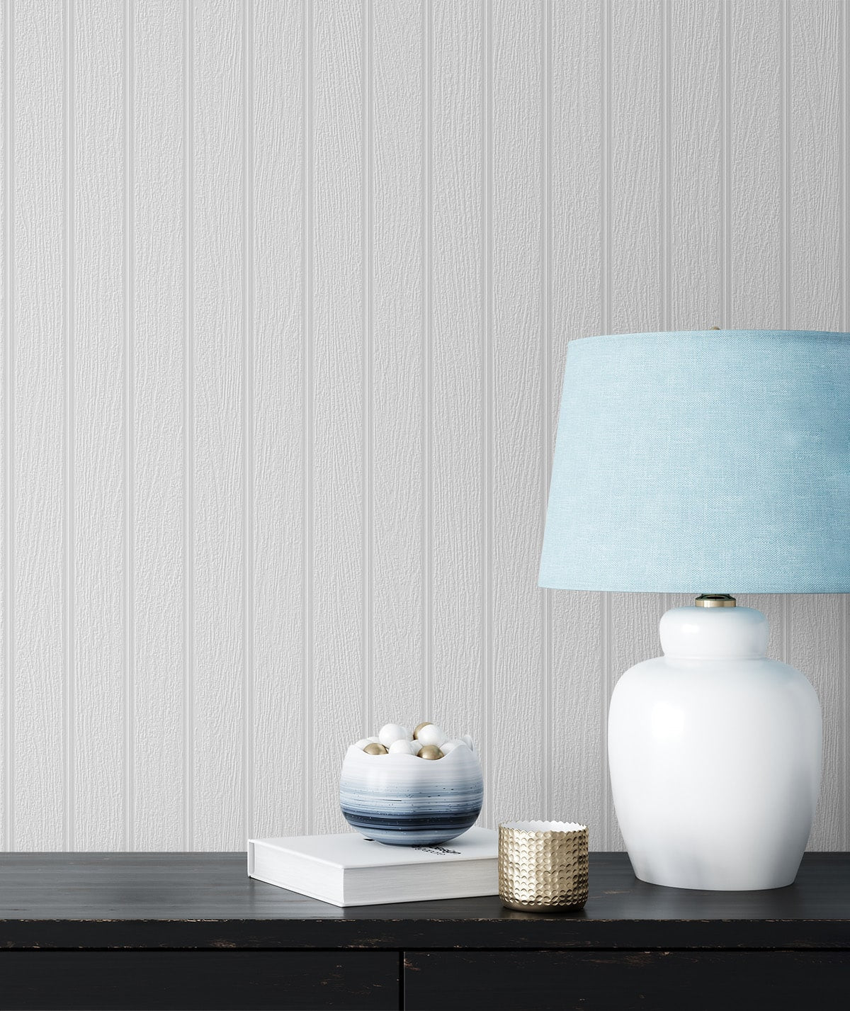 Paintable Faux Beadboard Peel and Stick Removable Wallpaper