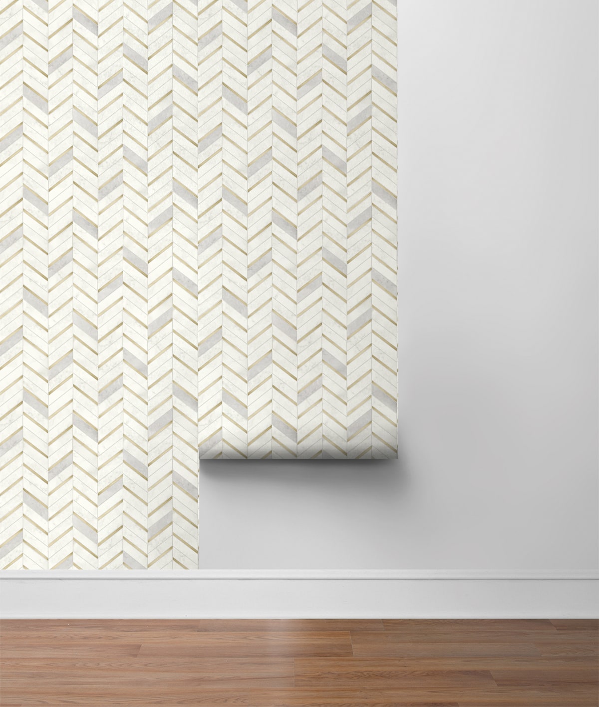 Faux Chevron Marble Tile Prepasted Wallpaper