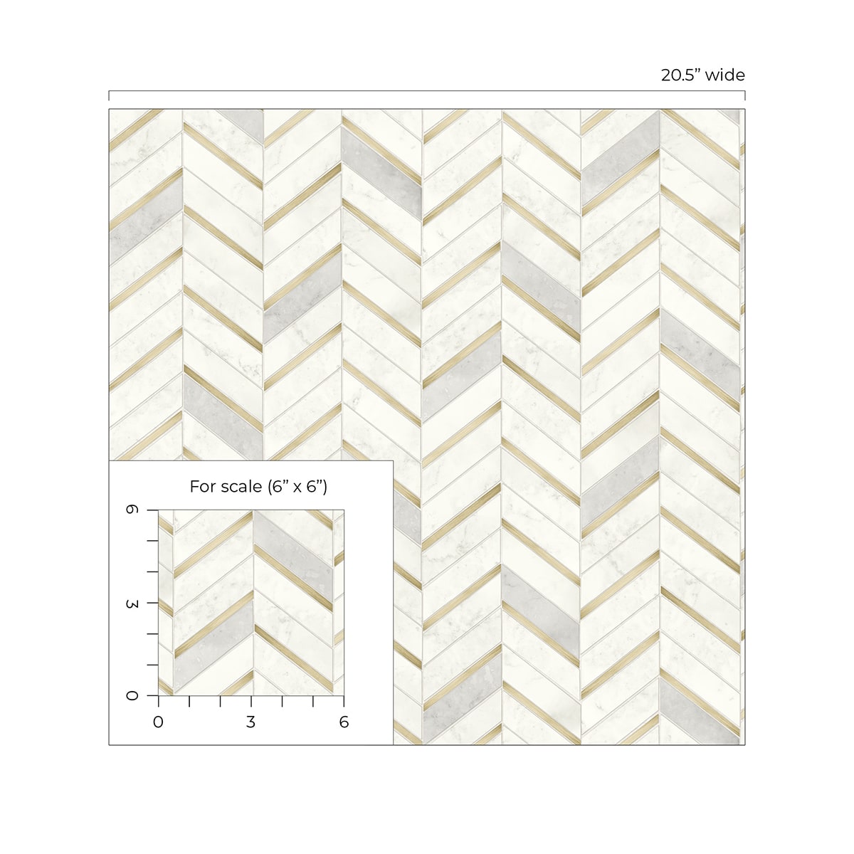 Faux Chevron Marble Tile Prepasted Wallpaper