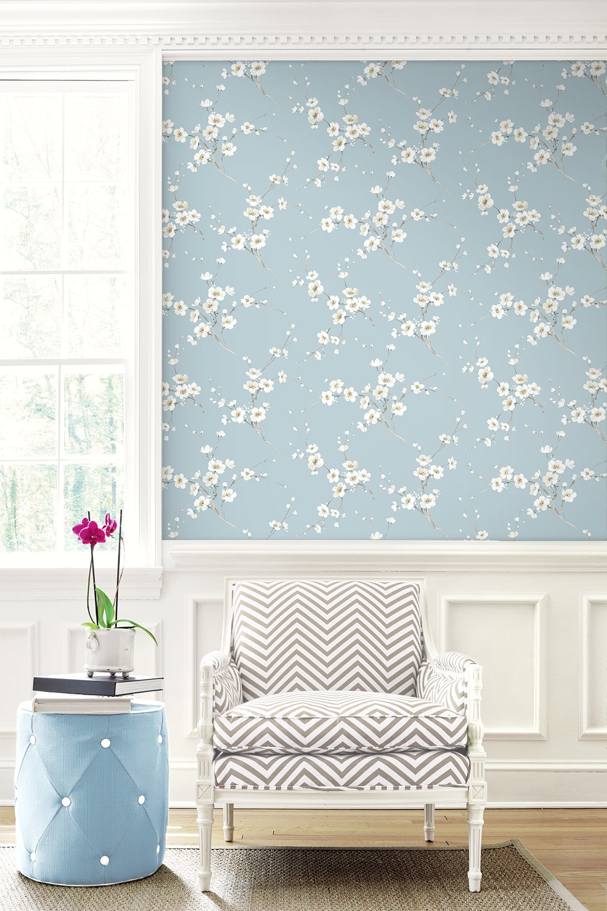 Blossoming Branches Floral Prepasted Wallpaper