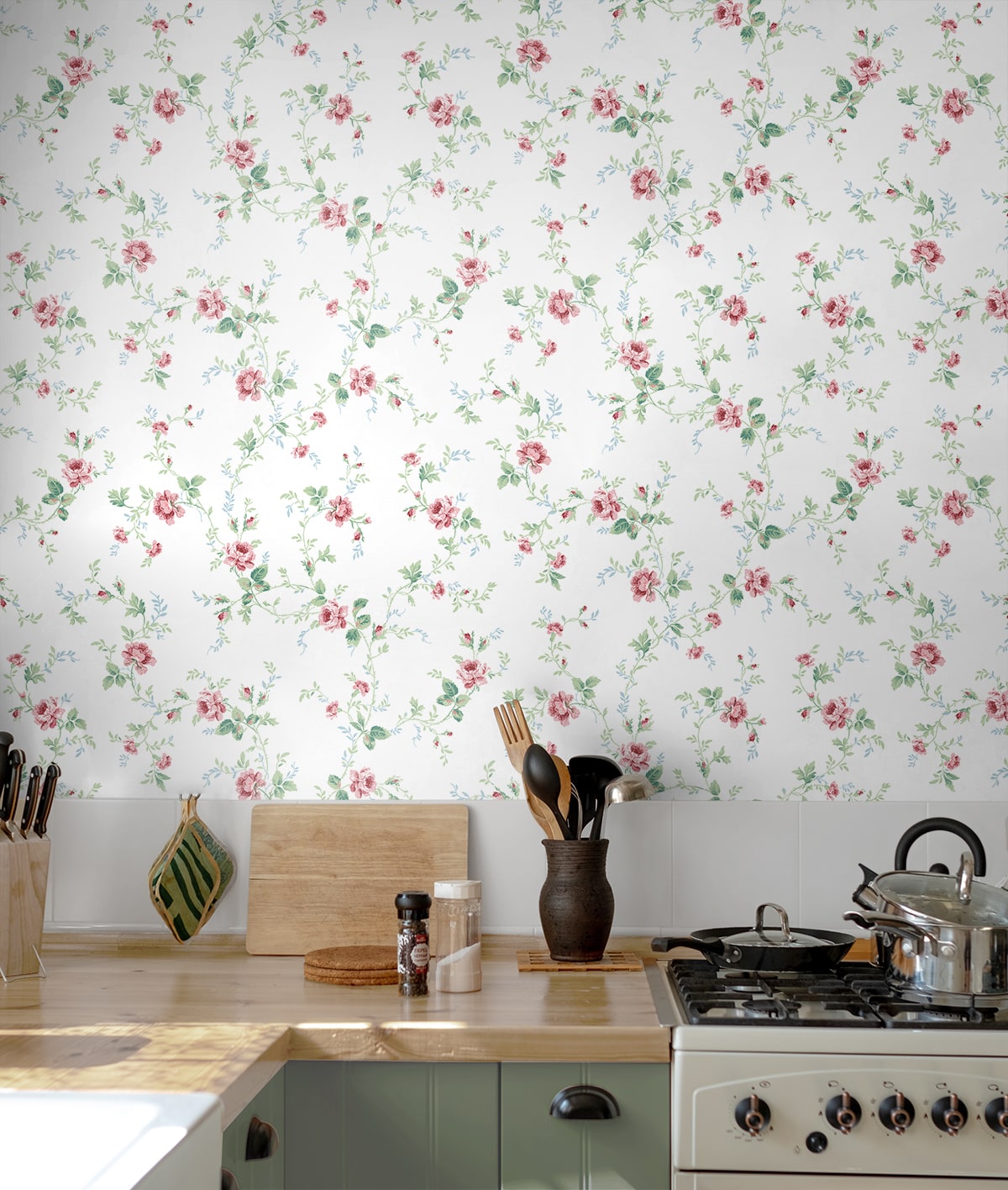 Meadow Floral Trail Traditional Prepasted Wallpaper