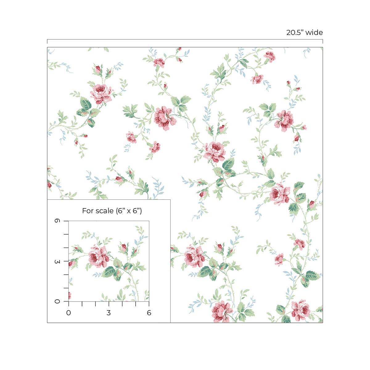 Meadow Floral Trail Traditional Prepasted Wallpaper