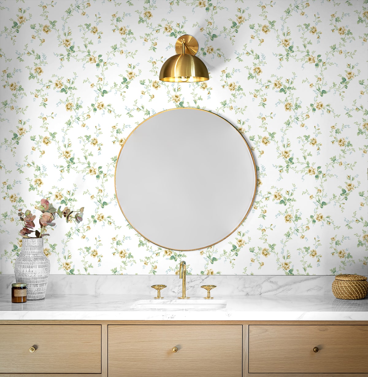 Meadow Floral Trail Traditional Prepasted Wallpaper