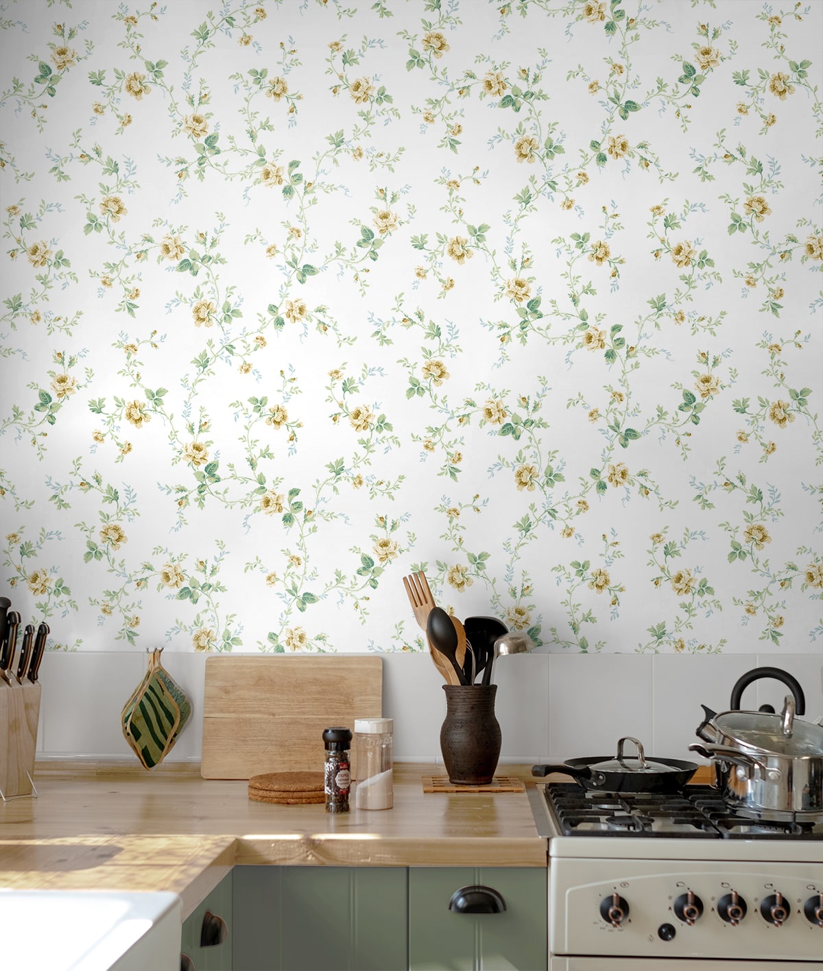 Meadow Floral Trail Traditional Prepasted Wallpaper