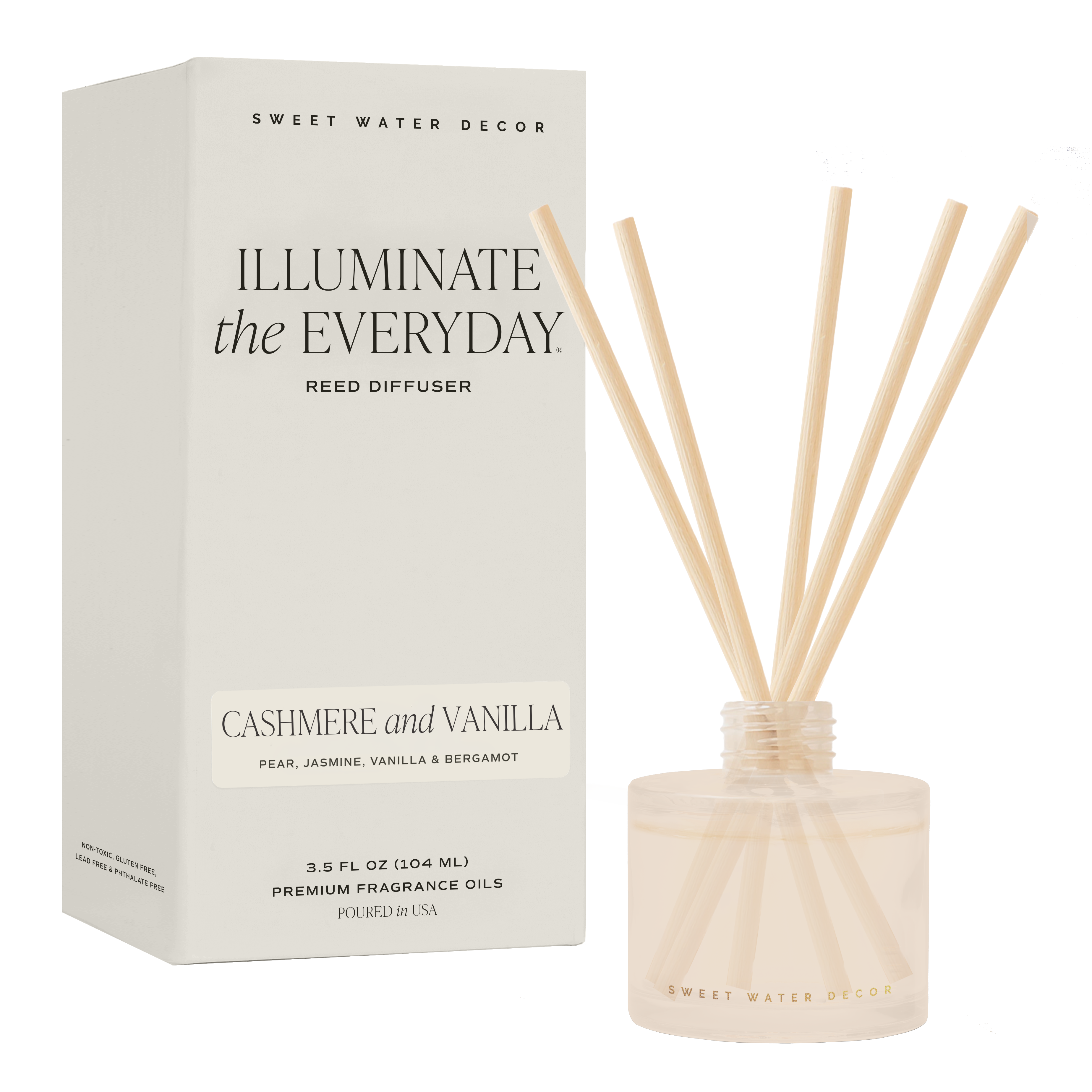 Cashmere and Vanilla White Translucent Tinted Glass Jar Reed Diffuser