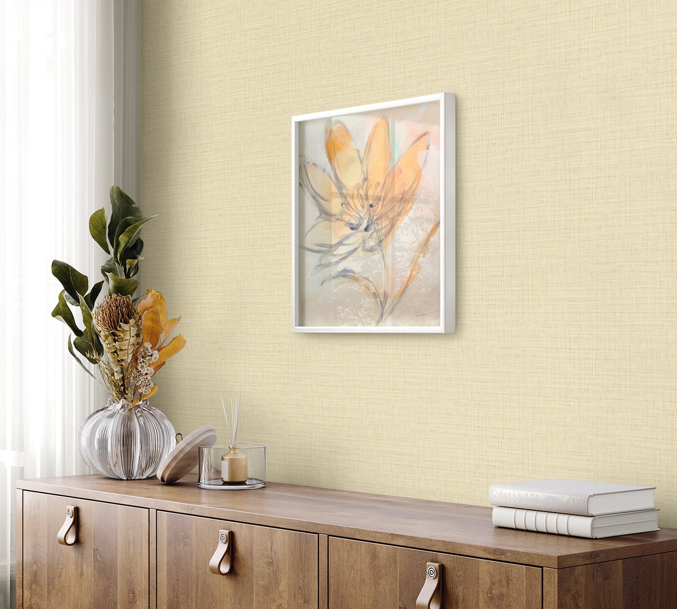 Raffia Harvest Twine Faux Weave Embossed Vinyl Unpasted Wallpaper
