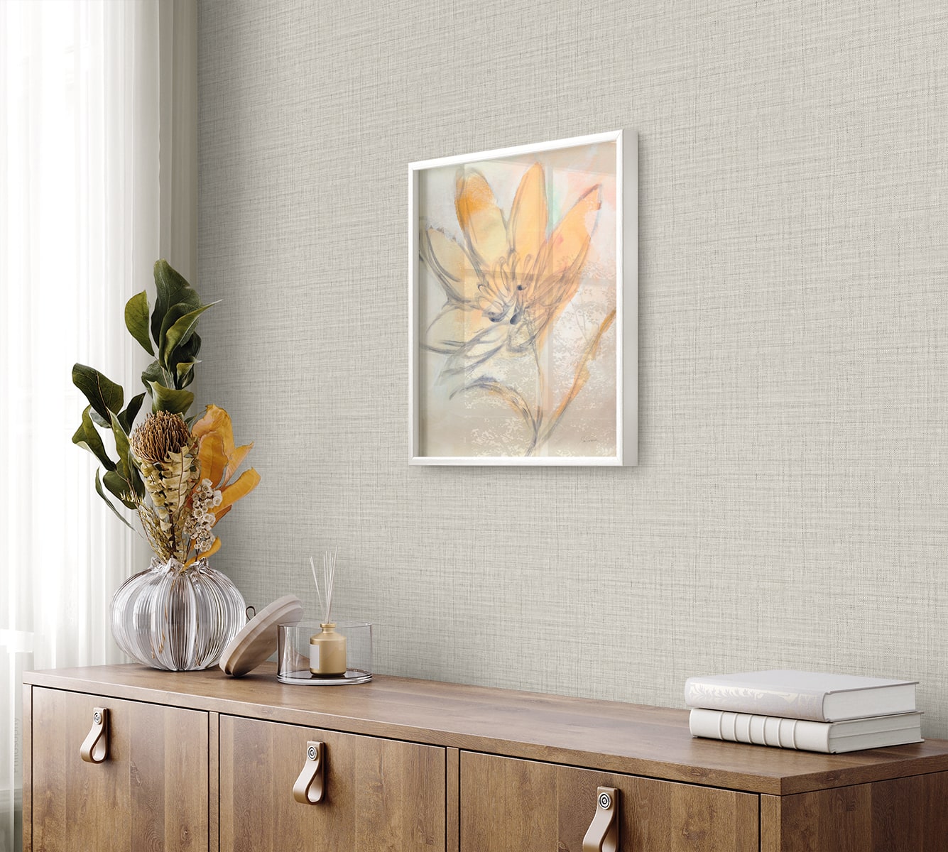 Raffia Harvest Twine Faux Weave Embossed Vinyl Unpasted Wallpaper