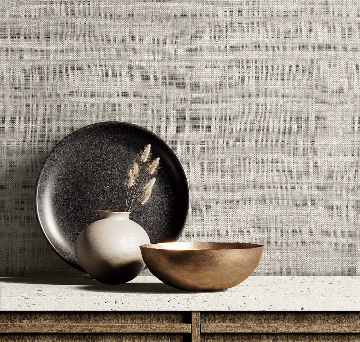Raffia Harvest Twine Faux Weave Embossed Vinyl Unpasted Wallpaper