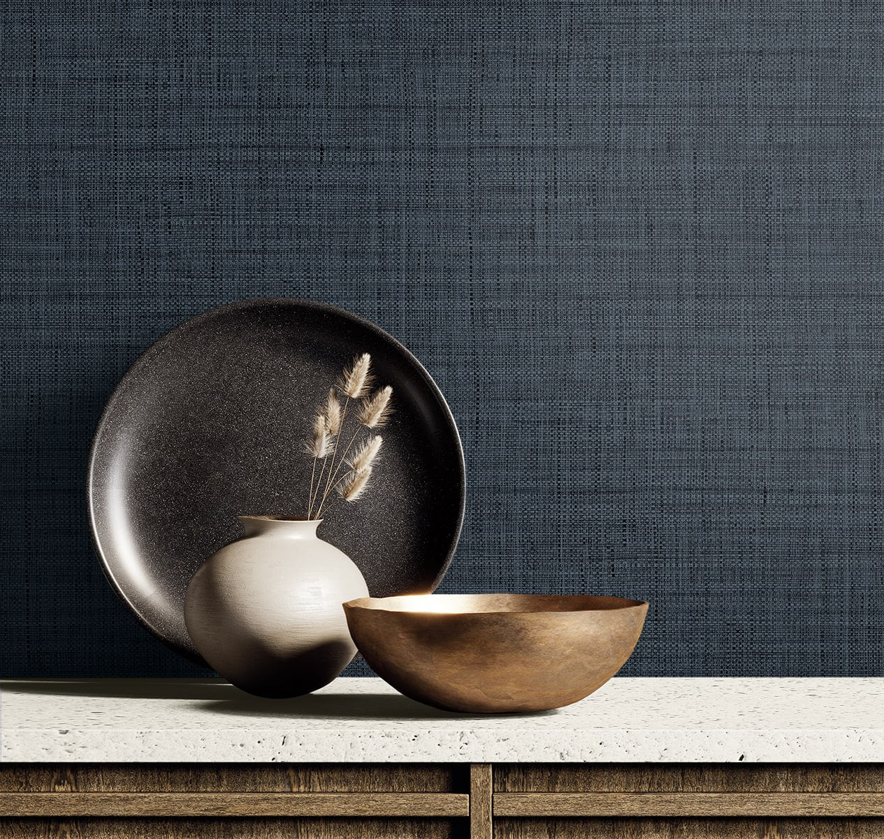 Raffia Harvest Twine Faux Weave Embossed Vinyl Unpasted Wallpaper