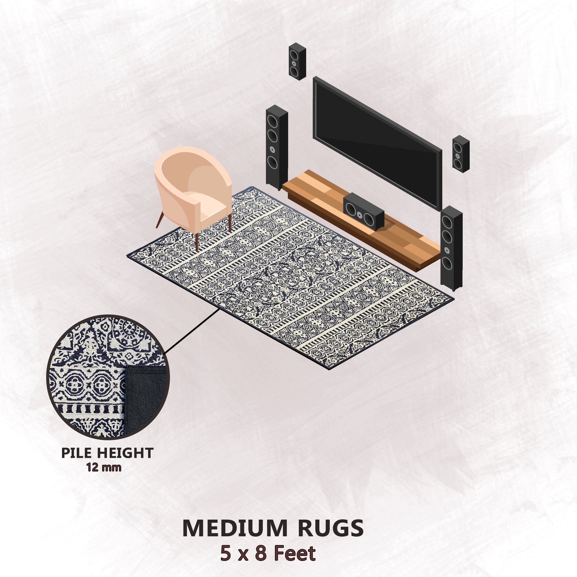 Premium Hand-Tufted Rug Made of 100% Wool - Relic Light - 5x8 Feet