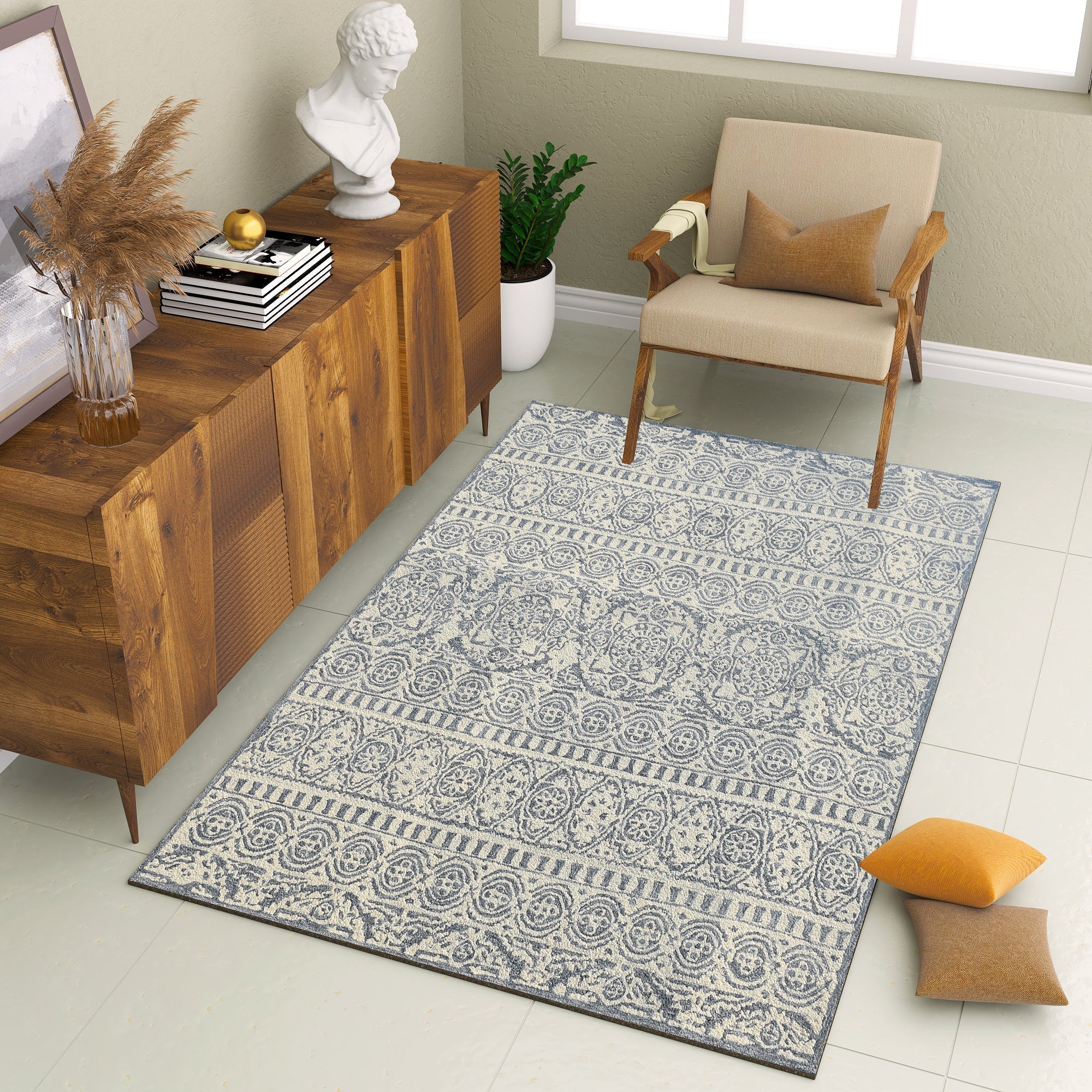 Premium Hand-Tufted Rug Made of 100% Wool - Relic Light - 5x8 Feet