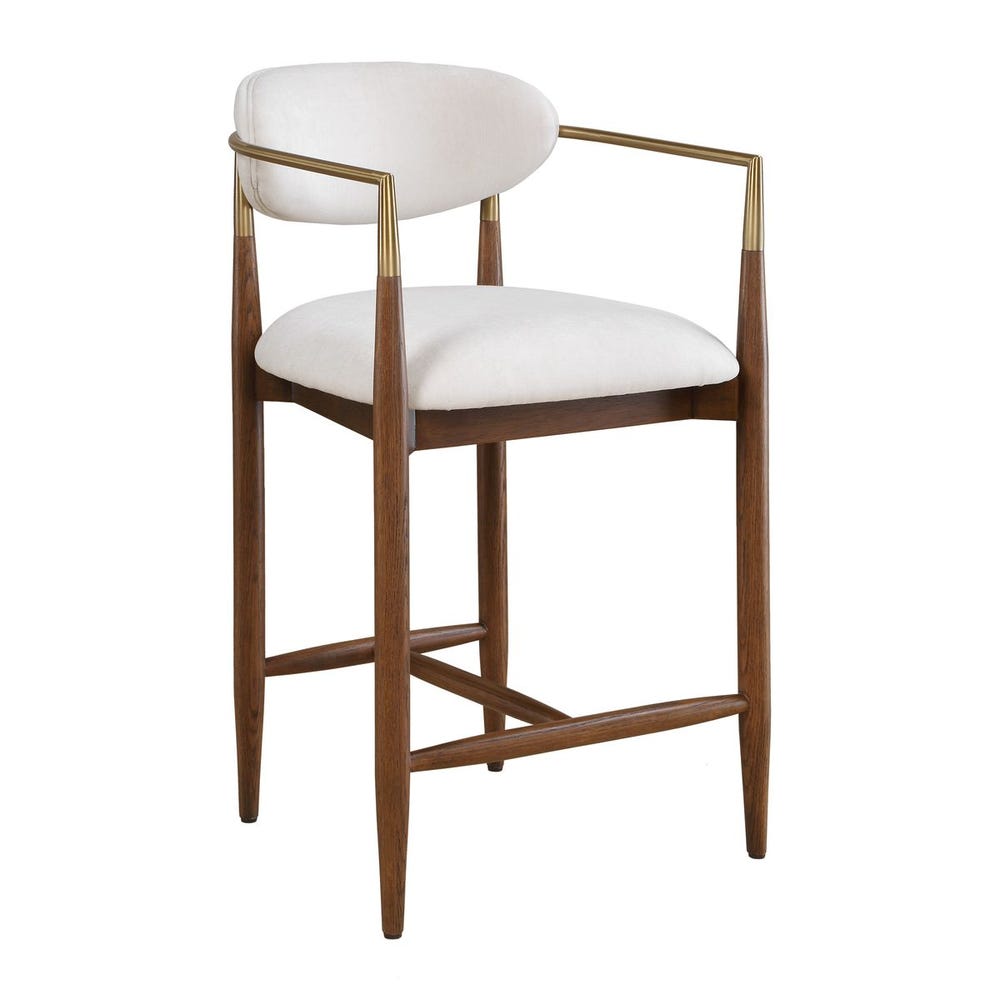 Rowan Walnut Velvet Counter Stool