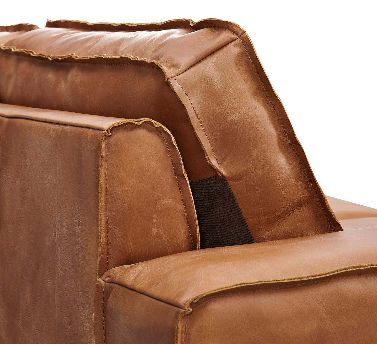 Wainscot Top Grain Leather Love Seat - Light Chestnut