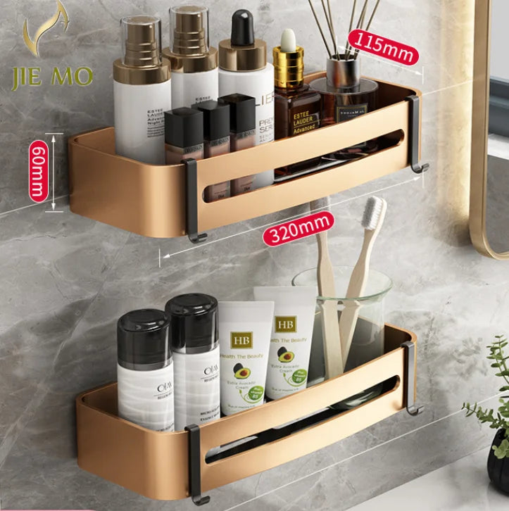 Gold Bathroom Corner Shelf: Wall-Mounted Triangle Storage Rack for Toiletries