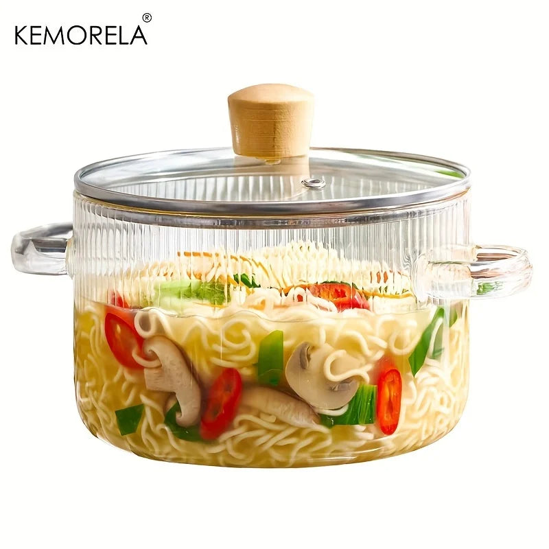 Heat-Resistant Glass Cooking Pot with Lid - 1.6L | Versatile Soup and Stock Pot