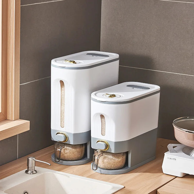 Large Capacity Rice Dispenser Kitchen Grain Container Moisture Proof Cereal Storage Box