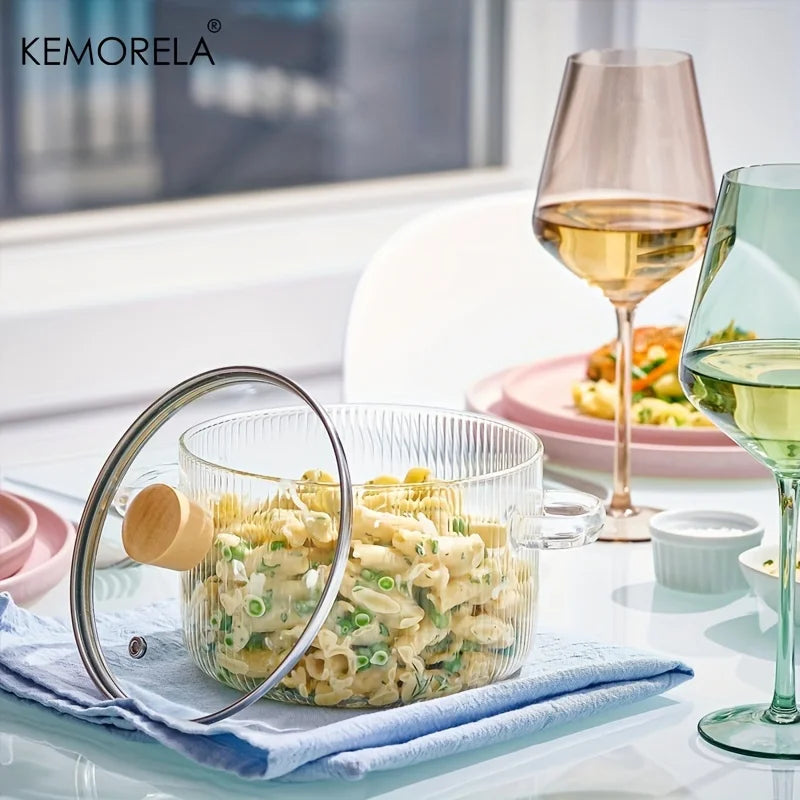 Heat-Resistant Glass Cooking Pot with Lid - 1.6L | Versatile Soup and Stock Pot