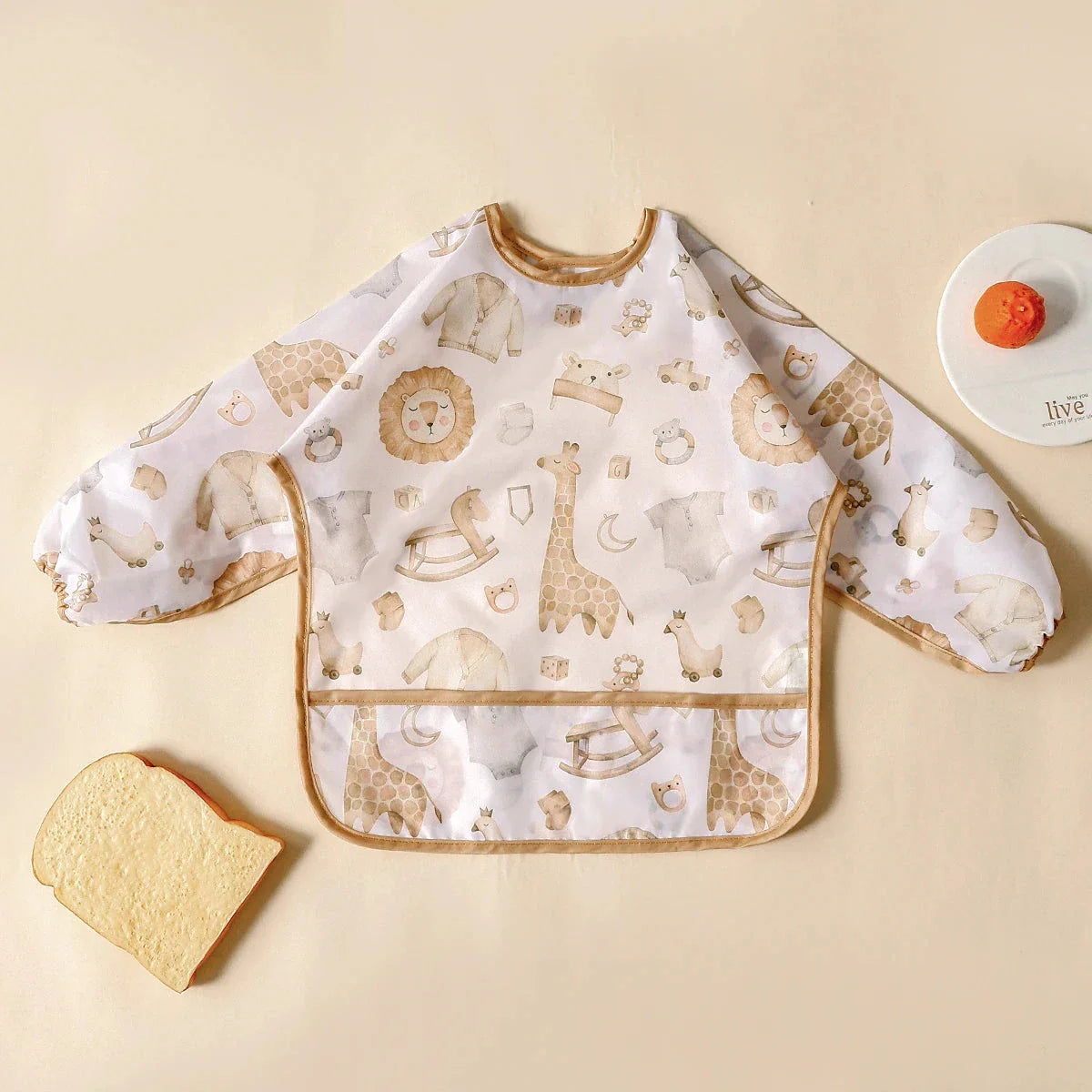 Waterproof Long Sleeve Baby Bib | Washable Feeding Bib with Full Coverage & Easy Clean Design