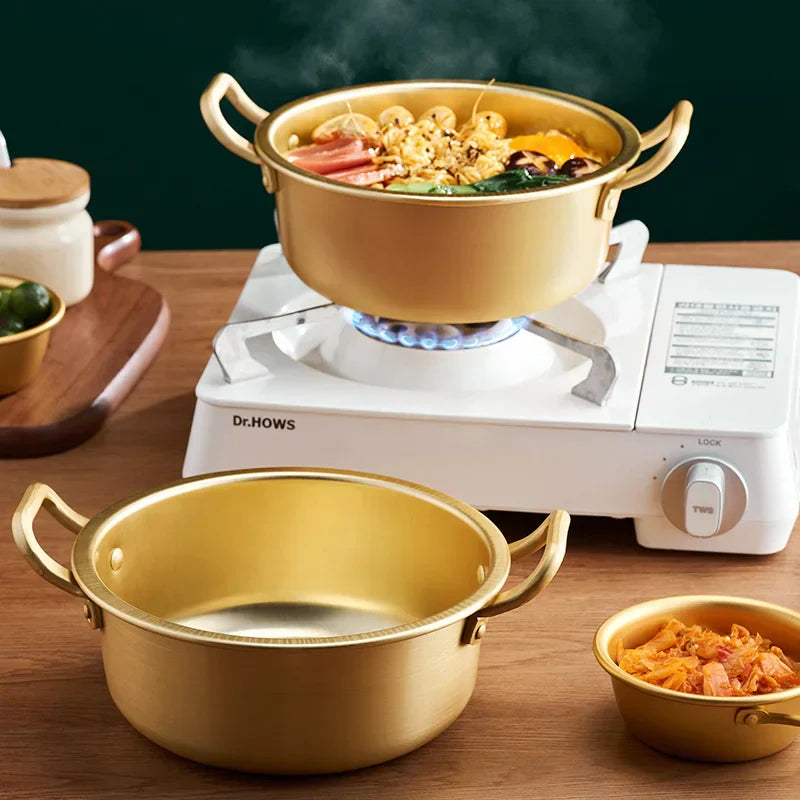 Korean Ramen Cooking Pot Double Ear Soup Pot - Gas Stove Compatible, Home Kitchen