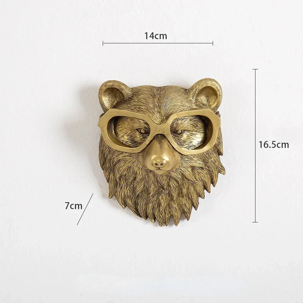 Golden Deer Head Wall Hook: Antique Bronze Resin Animal Pendant for Stylish Wall Decor