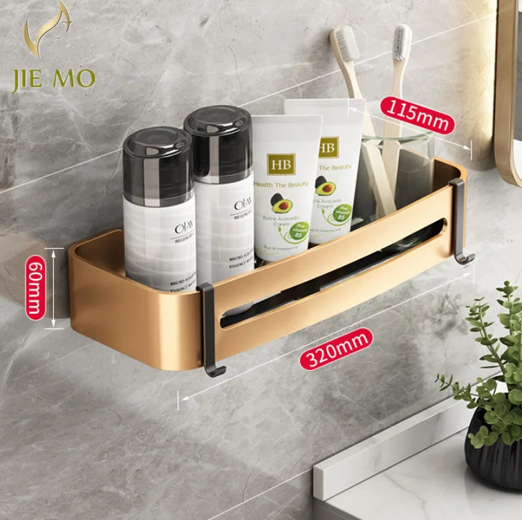 Gold Bathroom Corner Shelf: Wall-Mounted Triangle Storage Rack for Toiletries