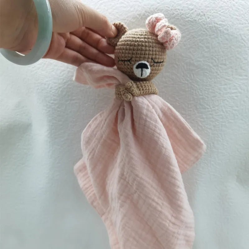 Baby Bib with Sleeping Animals Rattle