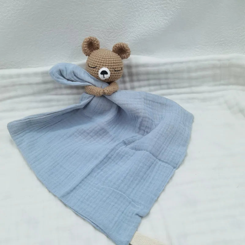 Baby Bib with Sleeping Animals Rattle