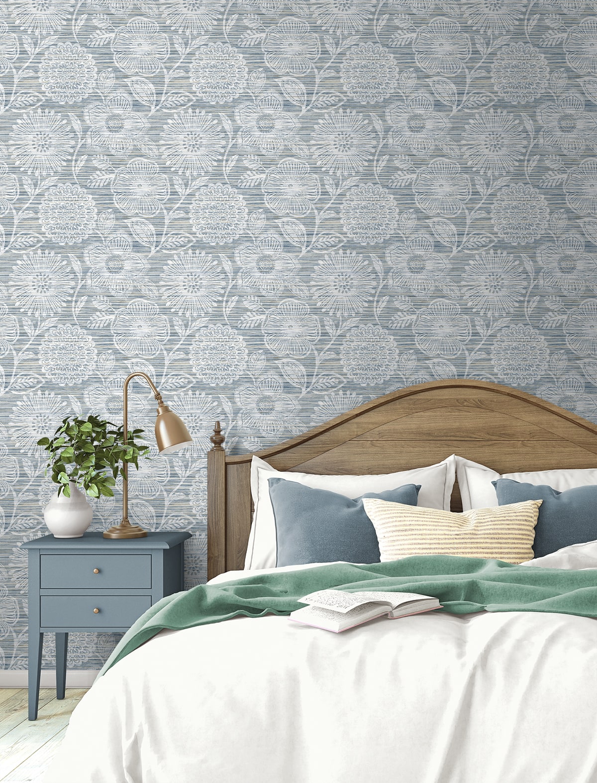Faux Grass Floral Peel and Stick Removable Wallpaper