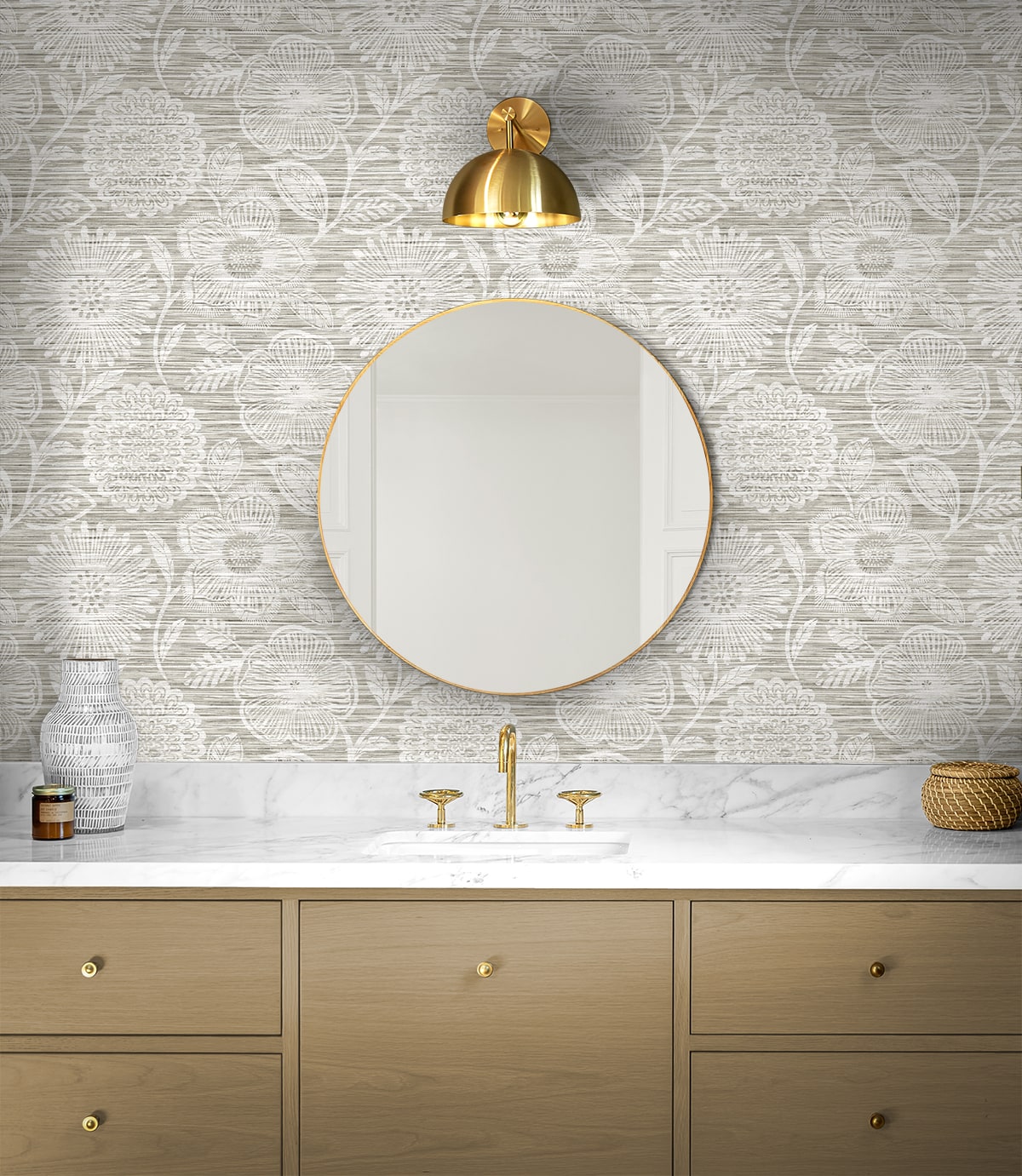 Faux Grass Floral Peel and Stick Removable Wallpaper