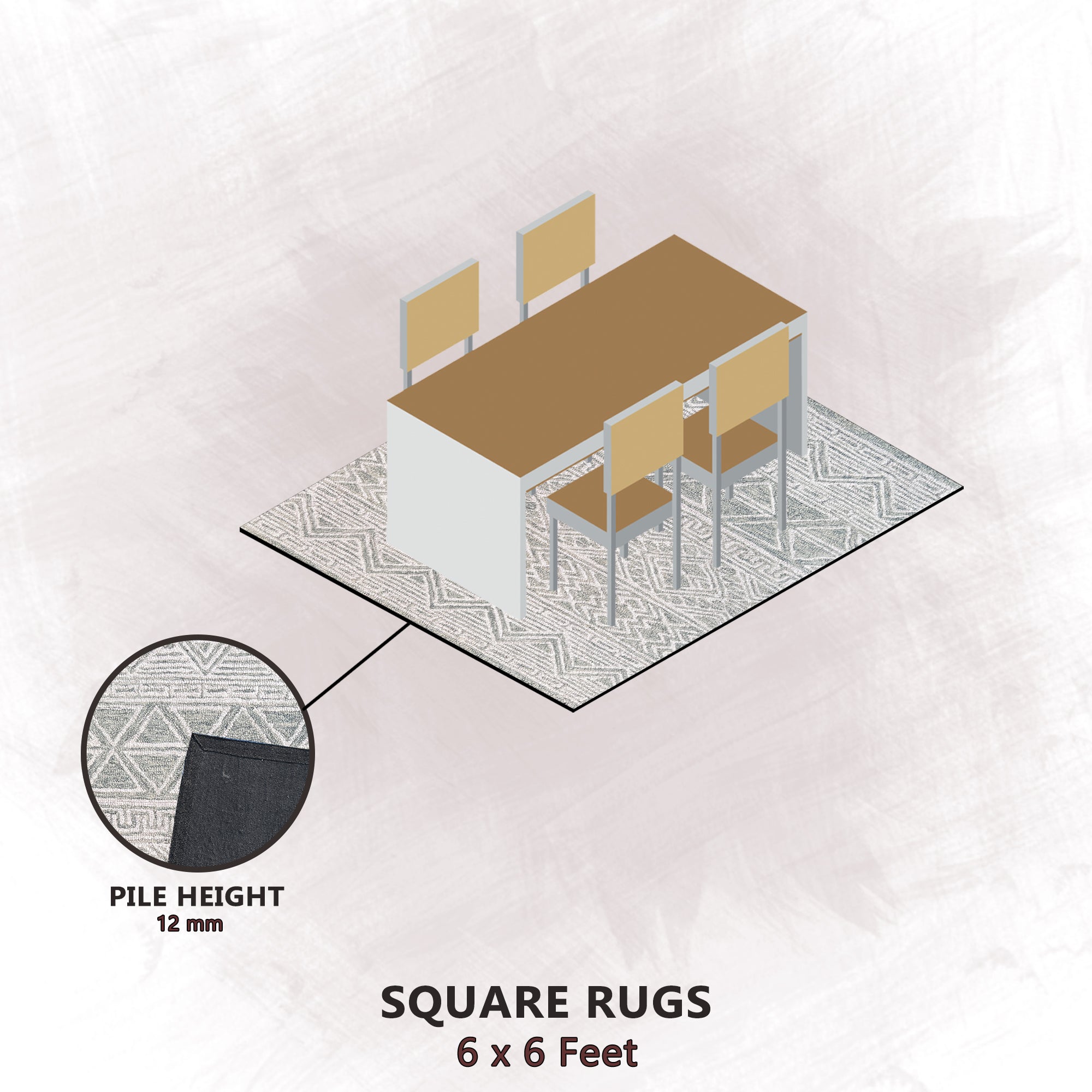 Premium Hand-Tufted Rug Made of 100% Wool - Still River Grey - 6x6 Feet