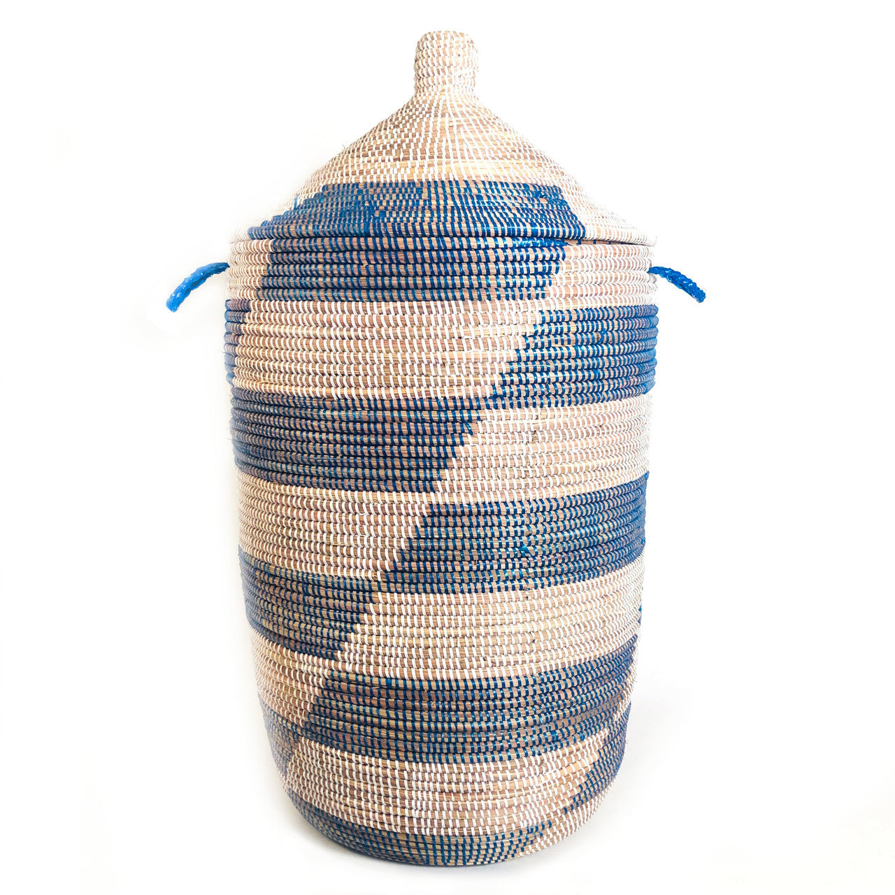 Large Hamper Basket - Blue Stripe Design