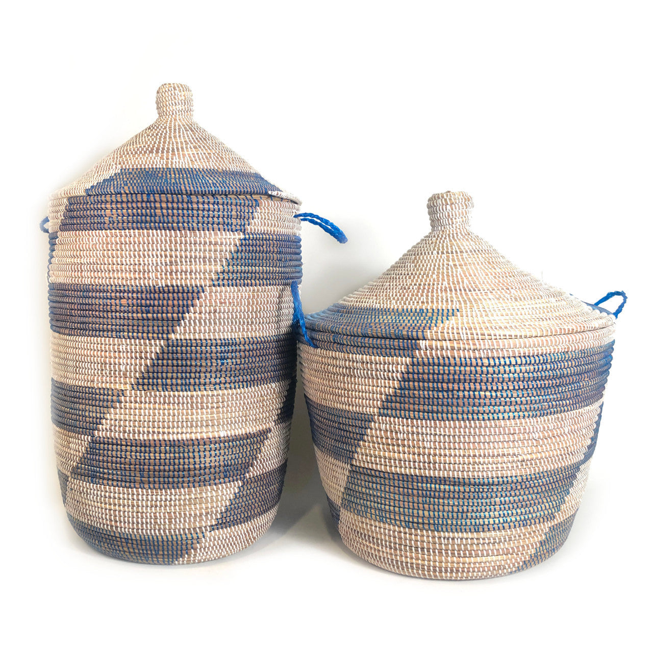 Large Hamper Basket - Blue Stripe Design