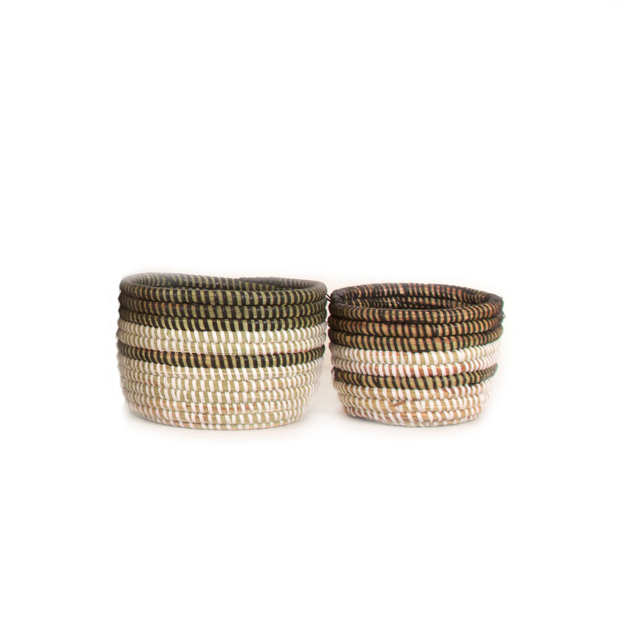 Black and White Stripe Basket - Extra Small