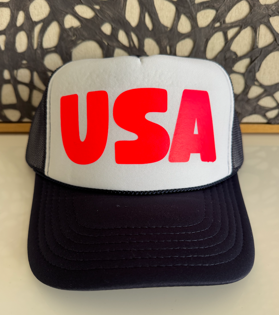 USA navy and white trucker Hat