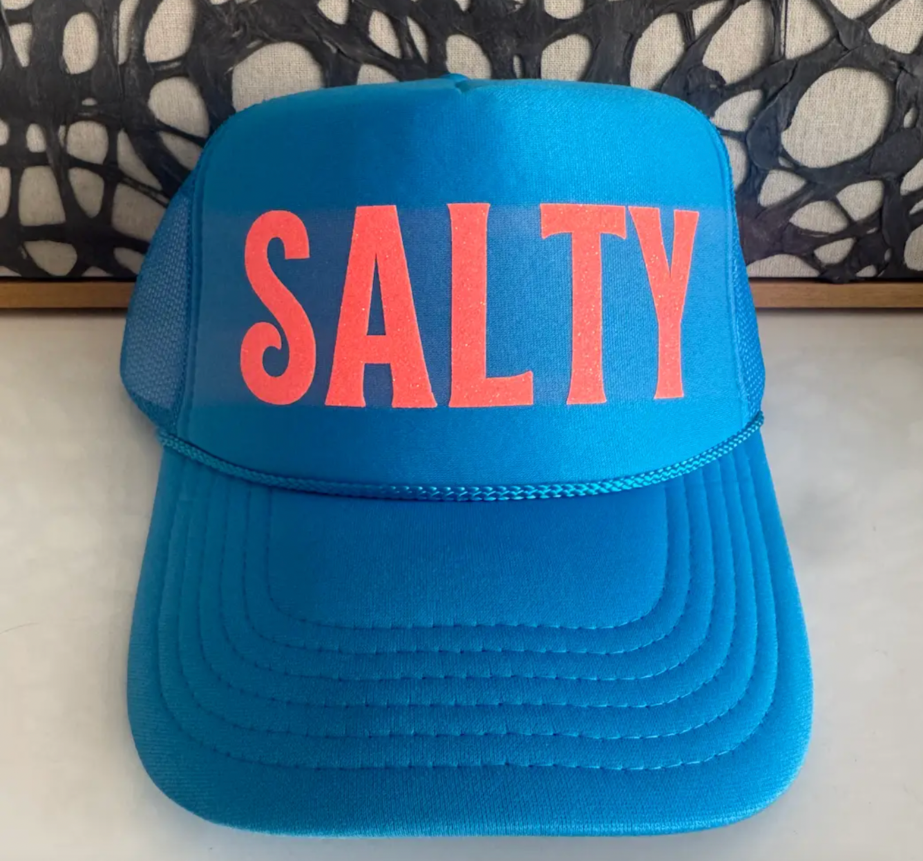 SALTY neon blue trucker hat