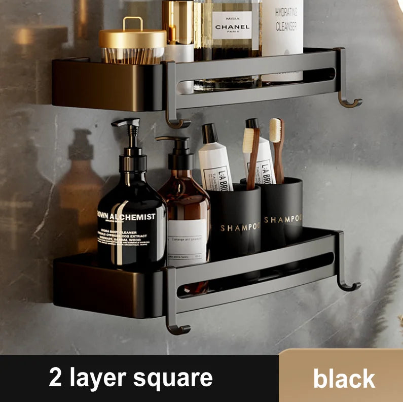 Gold Bathroom Corner Shelf: Wall-Mounted Triangle Storage Rack for Toiletries
