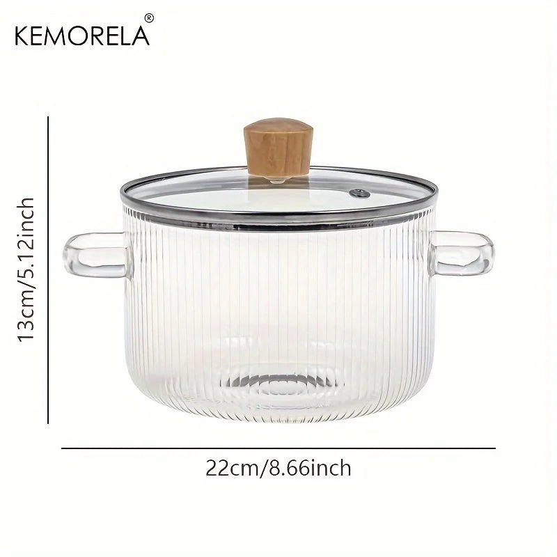 Heat-Resistant Glass Cooking Pot with Lid - 1.6L | Versatile Soup and Stock Pot