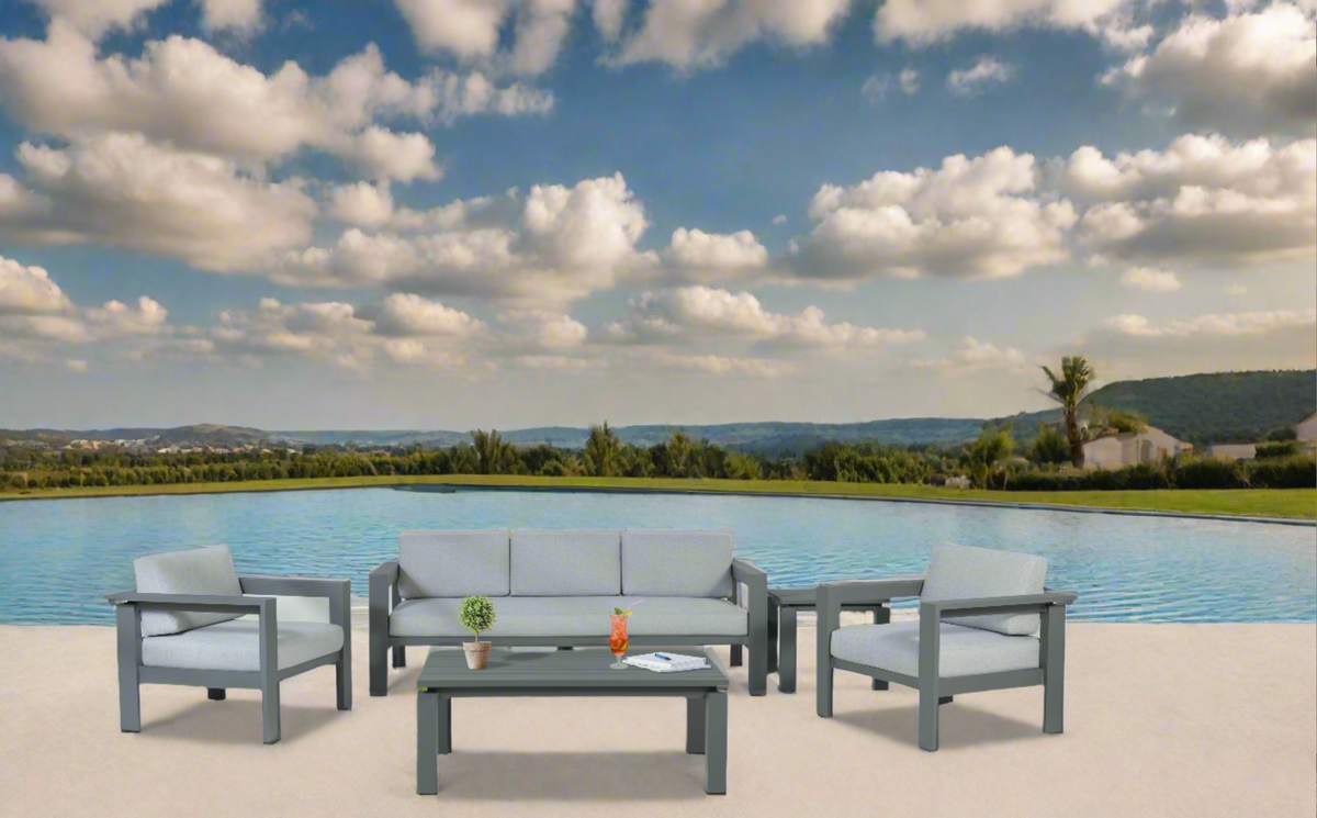 Sardinia Aluminum Frame Outdoor Sofa Set - Gray Cushions